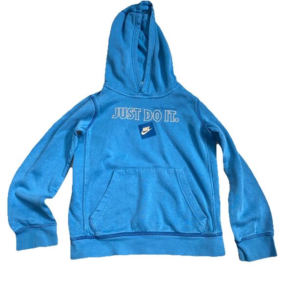 Vintage Nike Sportswear Just Do It Sweater YouthS Blue Hoodie Sweatshirt Pullove